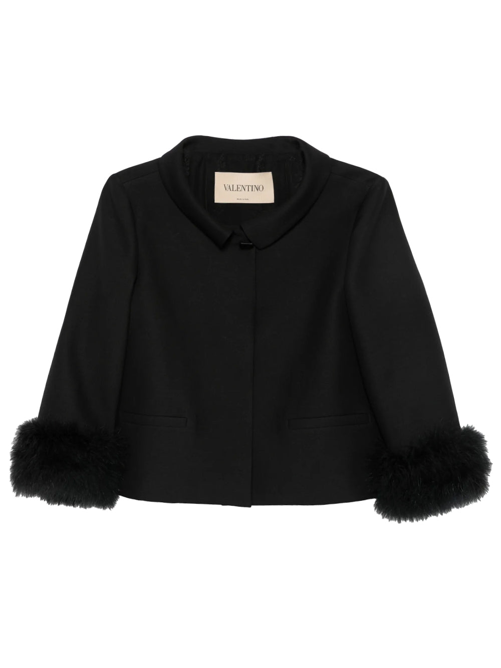 Valentino Garavani Women Giacca Crop In Lana E Seta Con Piume VALENTINO GARAVANI