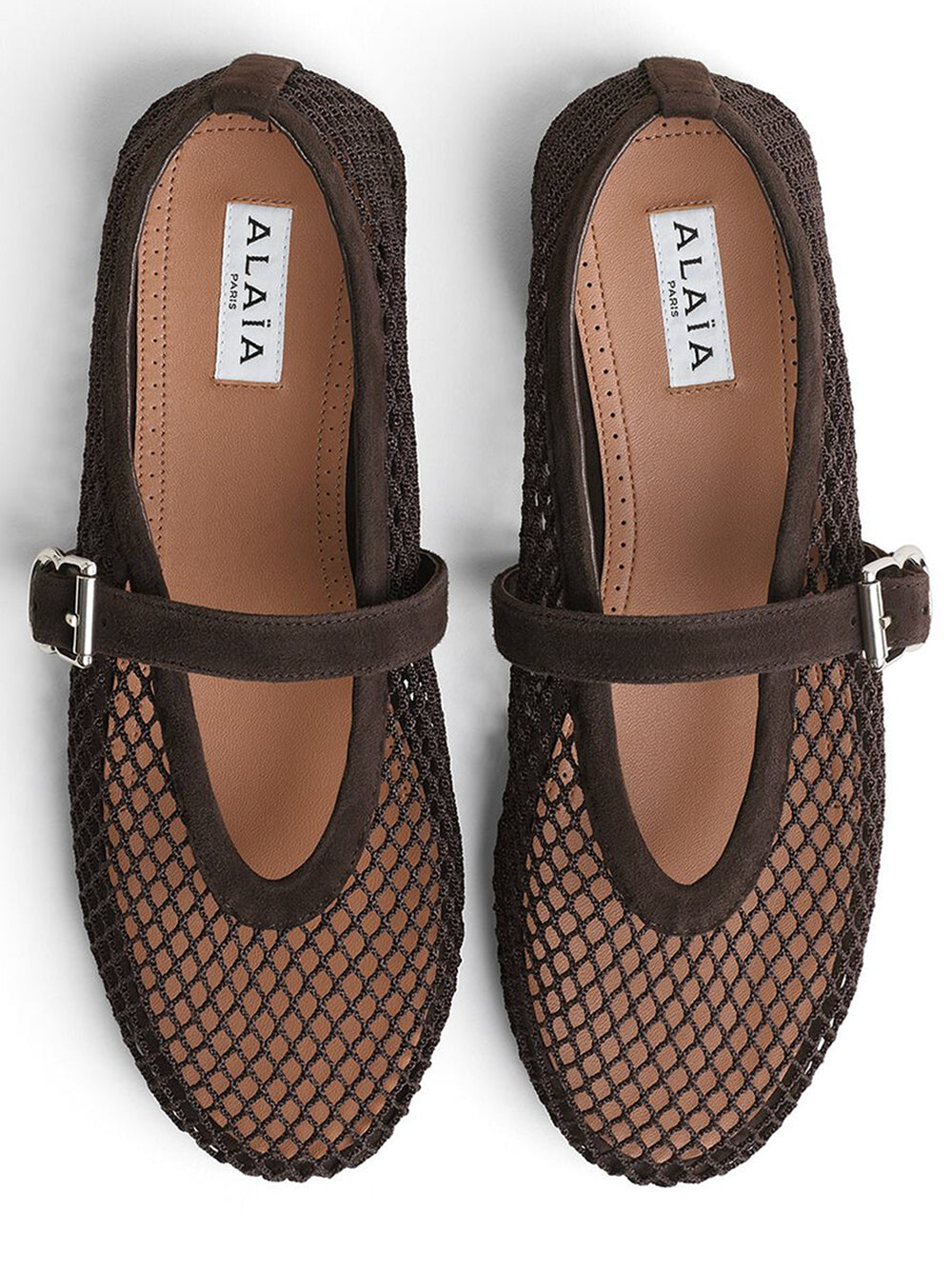 Alaia Women Suede Ballet Flats In Fishnet ALAIA