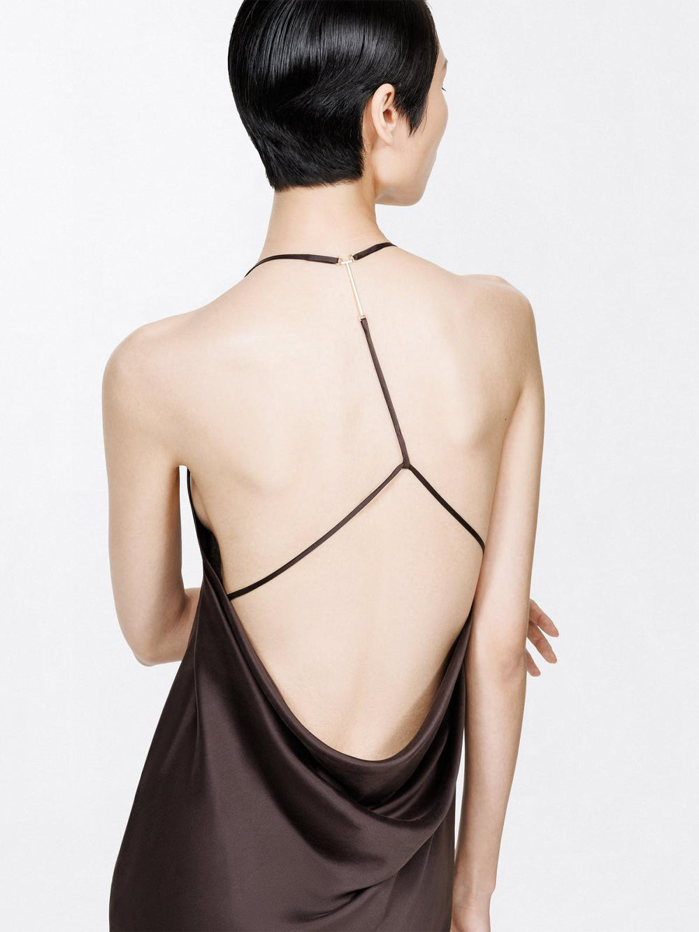 Tom Ford Women Peach-Feel Silk Satin Halterneck Evening Dress TOM FORD