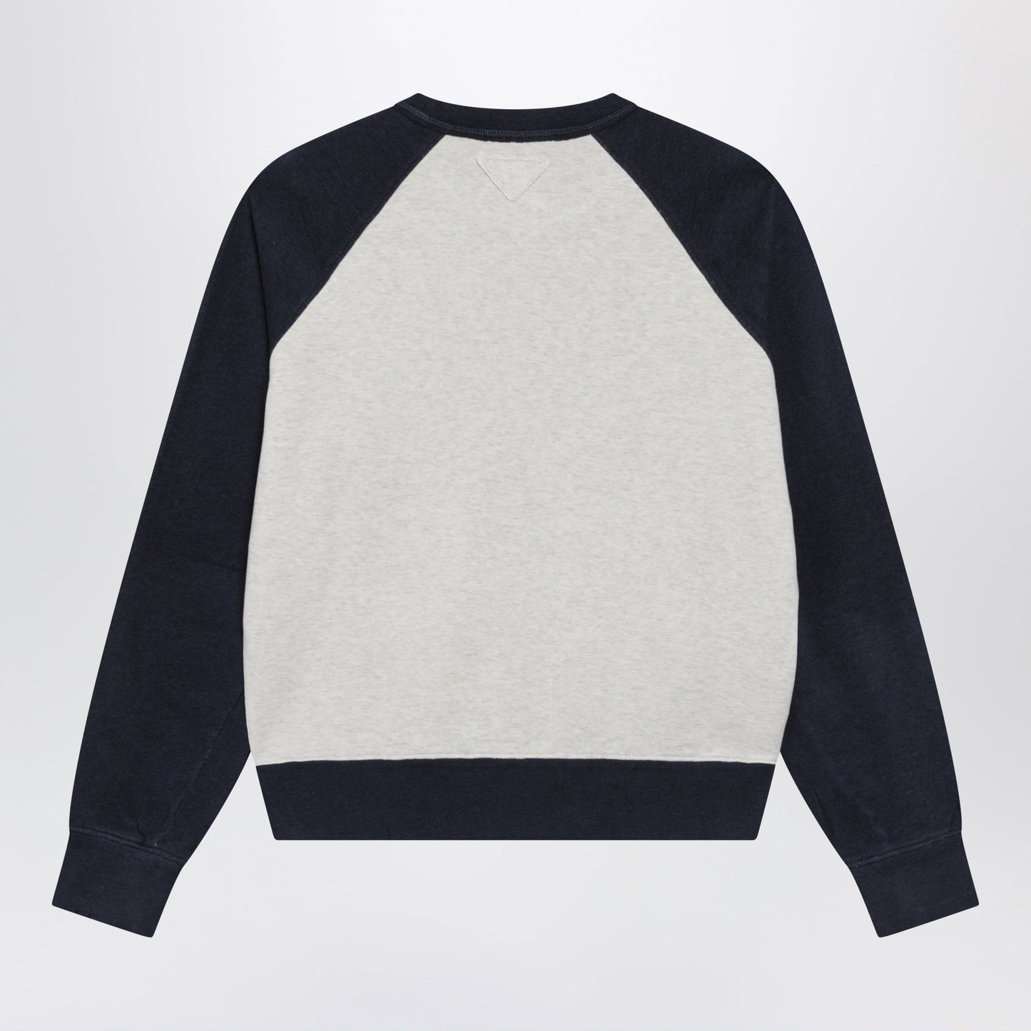 Prada Natural/Navy Blue Cotton Crewneck Sweatshirt Women PRADA