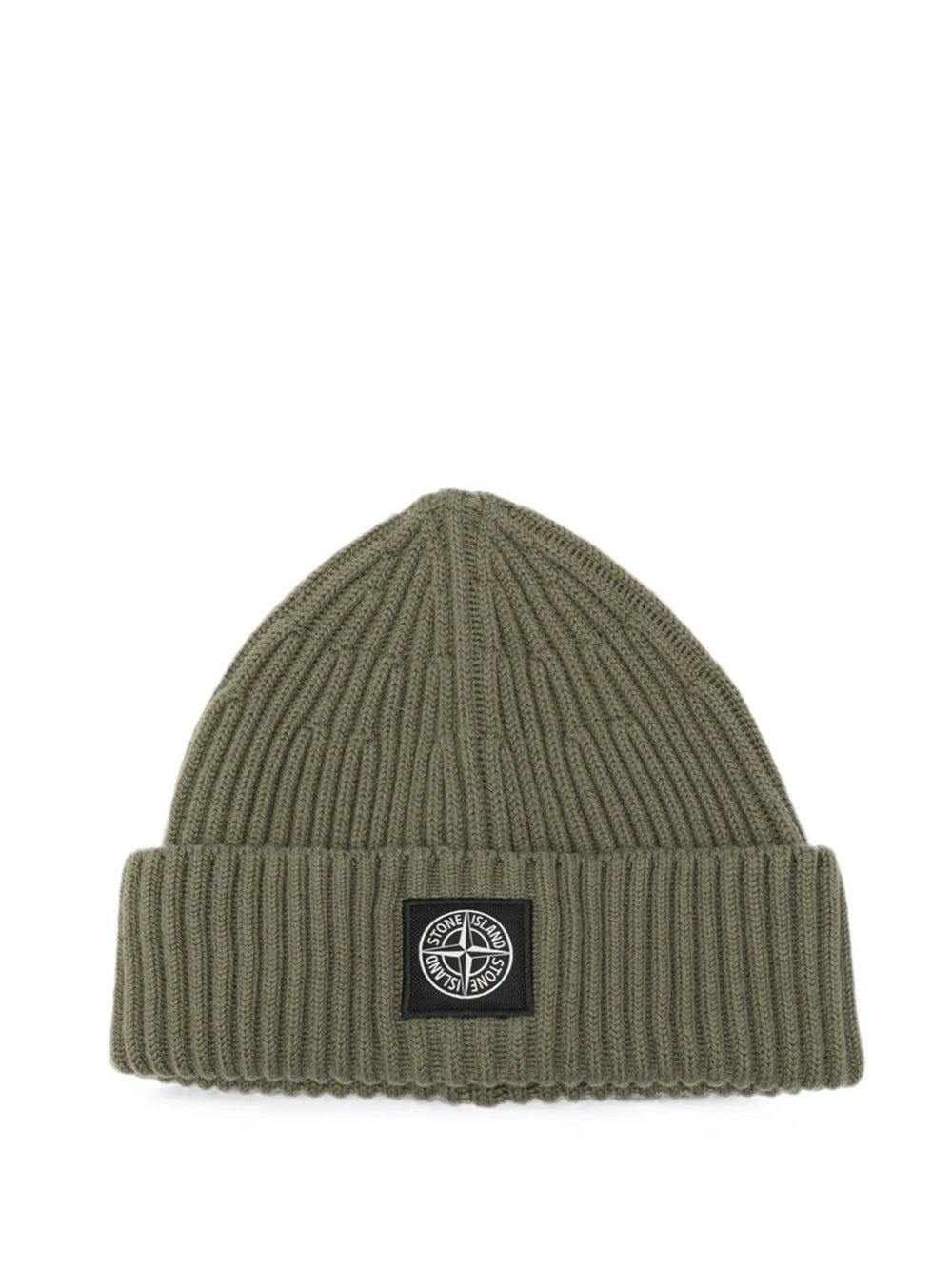 Stone Island Men Ribbed Wool Beanie With Compass Patch STONE ISLAND