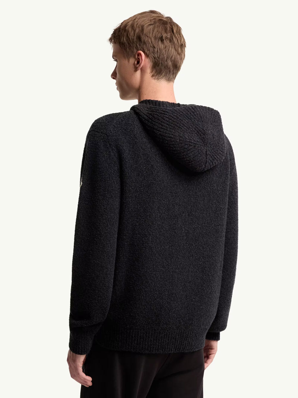 Moncler Men Felpa Con Zip E Cappuccio In Misto Lana Bouclé MONCLER