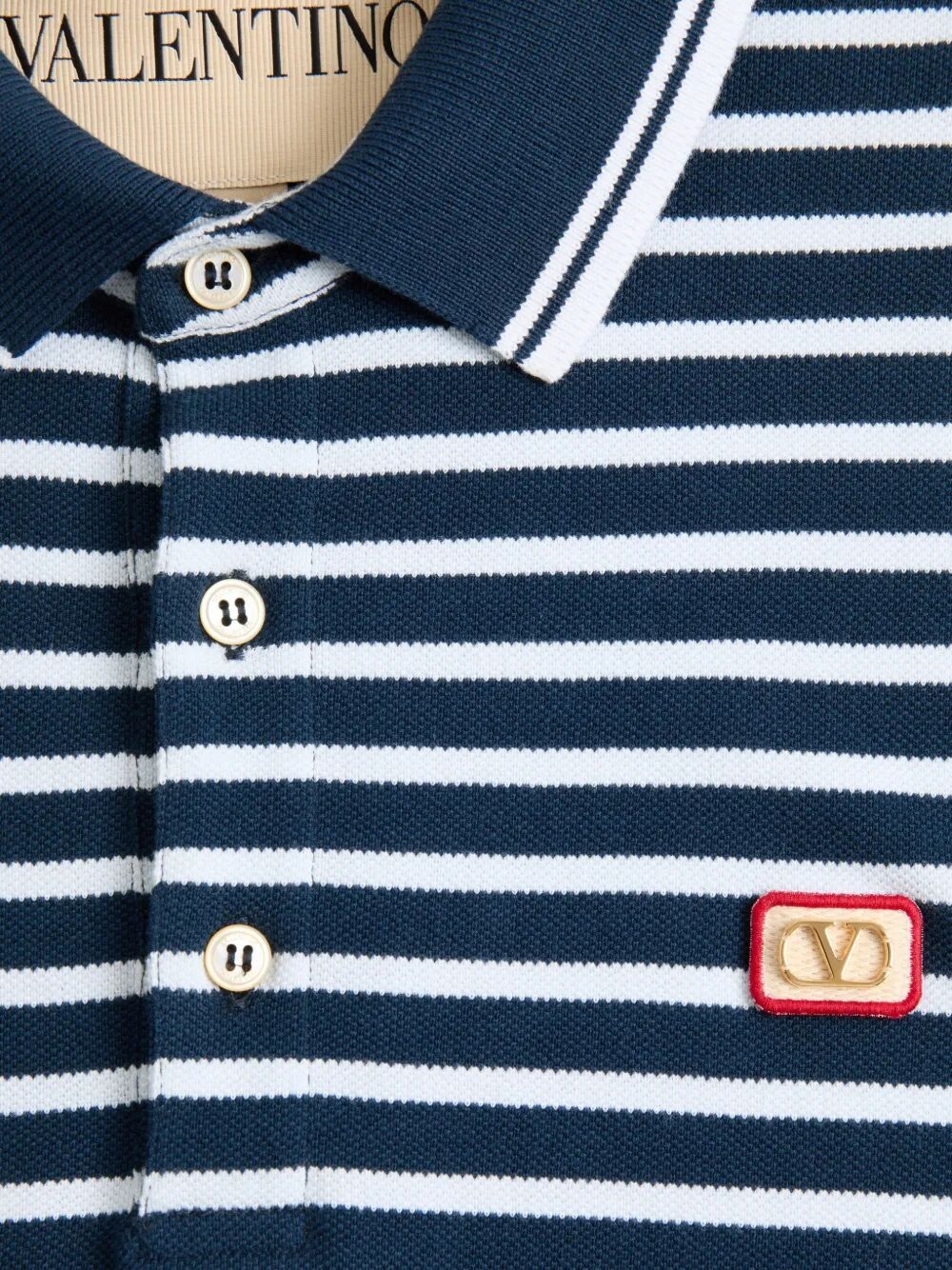 Valentino Garavani Men Valentino Cotton Piqué Polo With Vlogo Patch VALENTINO GARAVANI