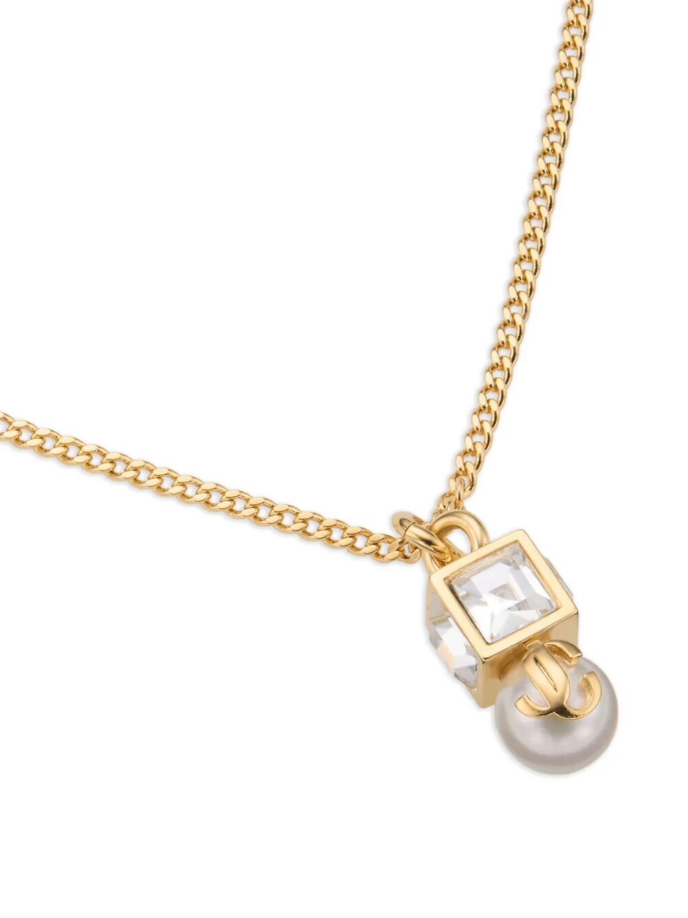 Jimmy Choo Women Gold Metal Jc Pearl Cube Pendant Necklace JIMMY CHOO
