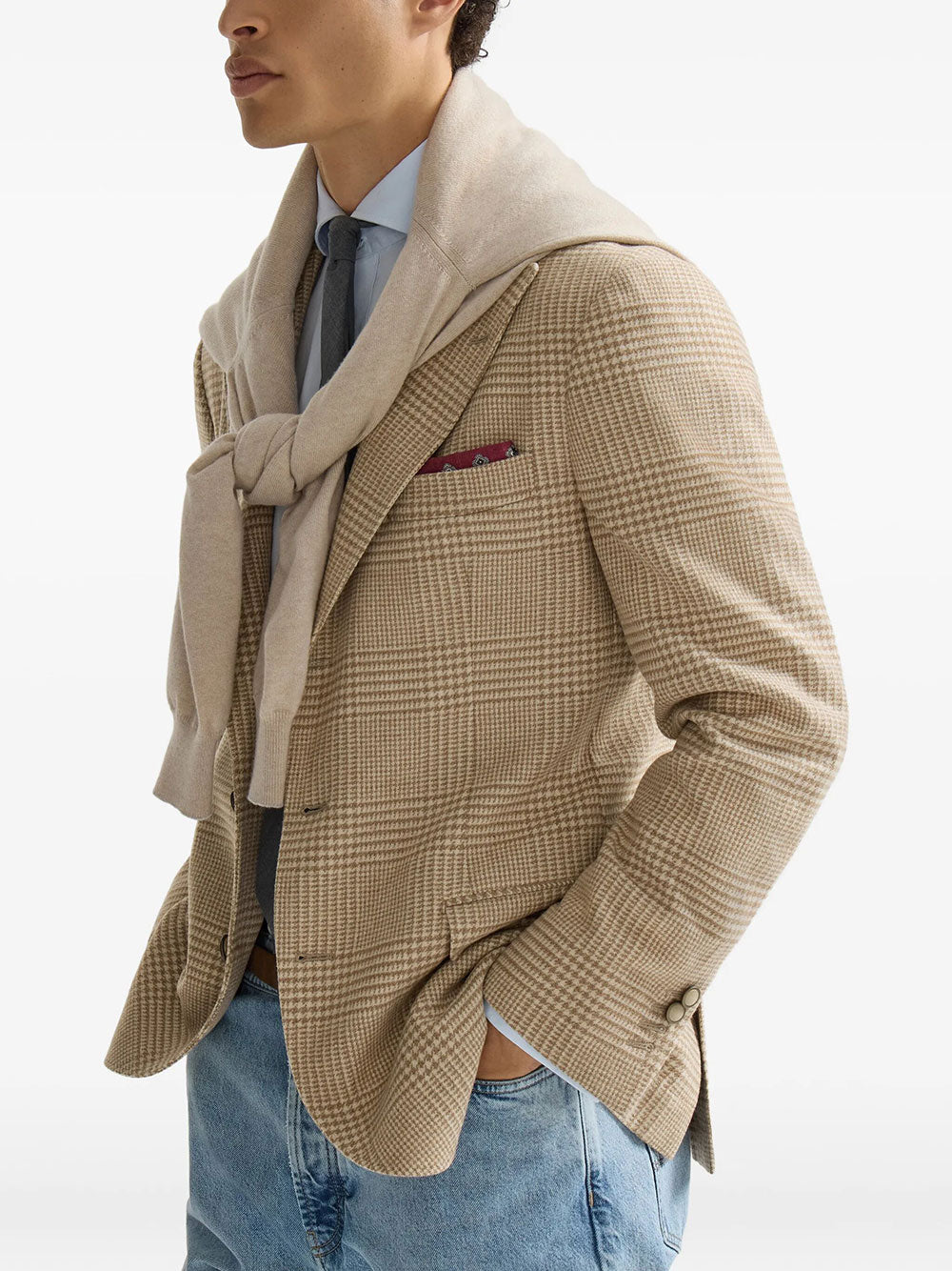Brunello Cucinelli Men Cashmere Blend Checked Single-Breasted Blazer BRUNELLO CUCINELLI