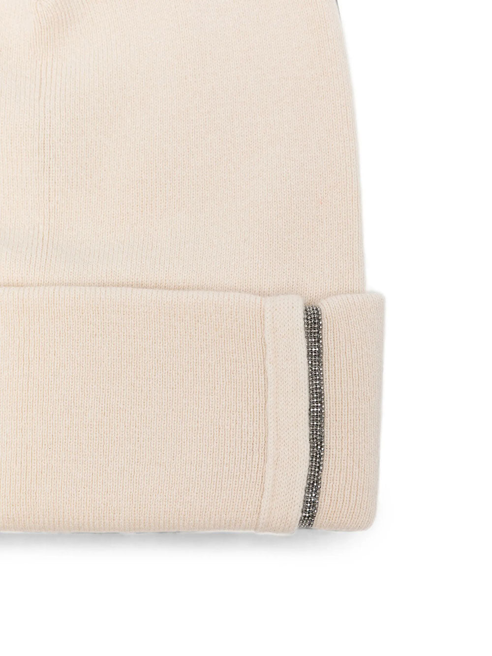 Brunello Cucinelli Women Ribbed Cashmere Knit Beanie With Monili Detail BRUNELLO CUCINELLI