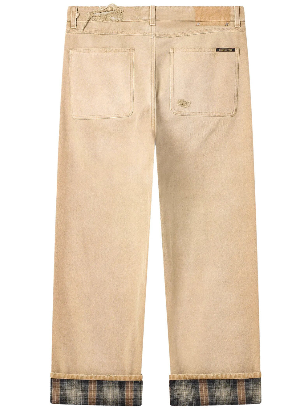 Golden Goose Men Pants In Gradient Beige Cotton With Check Details GOLDEN GOOSE
