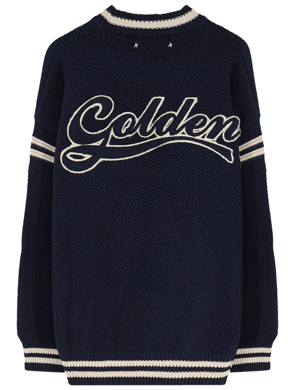 Golden Goose Men Maglione Boxy Da Uomo In Cotone Blu Scuro Con Ricamo GOLDEN GOOSE