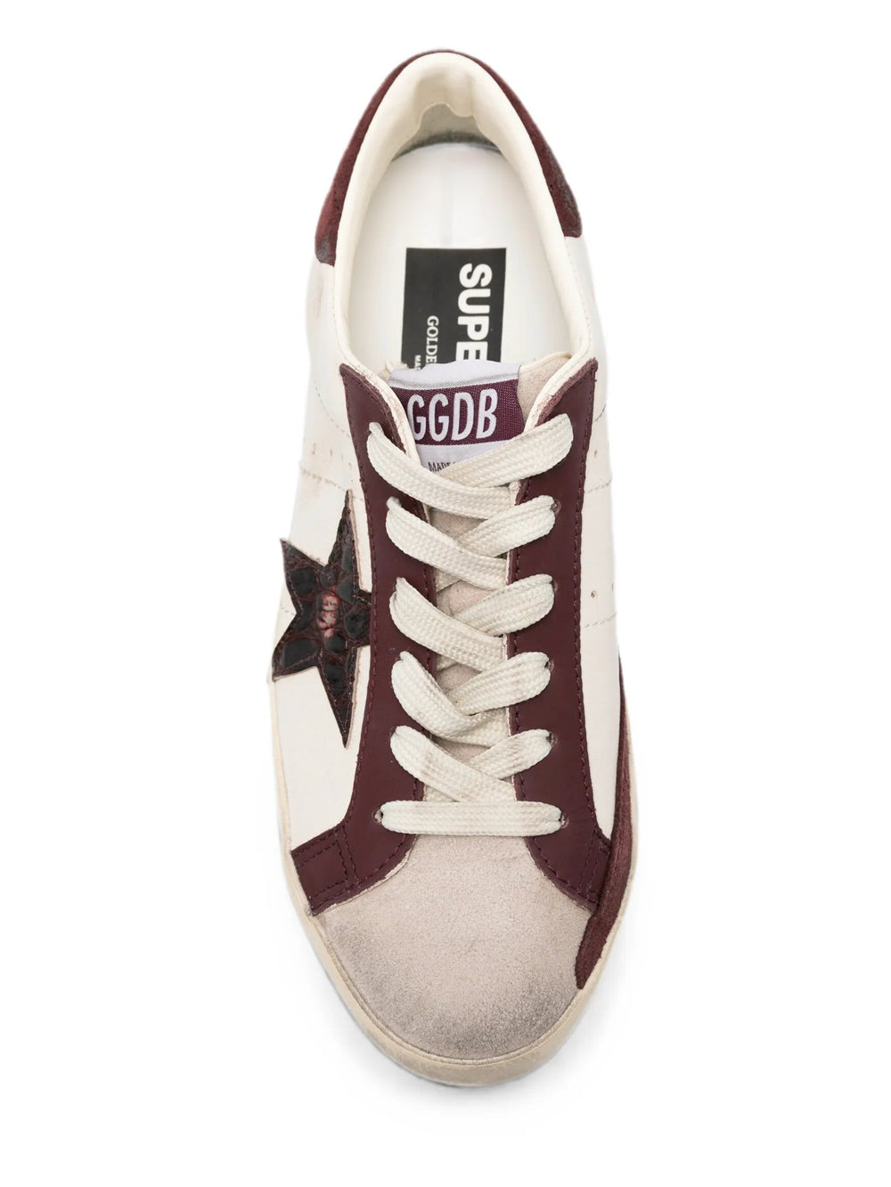 Golden Goose Women Super-Star Sneakers In Vintage Effect Leather With Crocodile-Effect Leather Star And Suede Heel Tab GOLDEN GOOSE