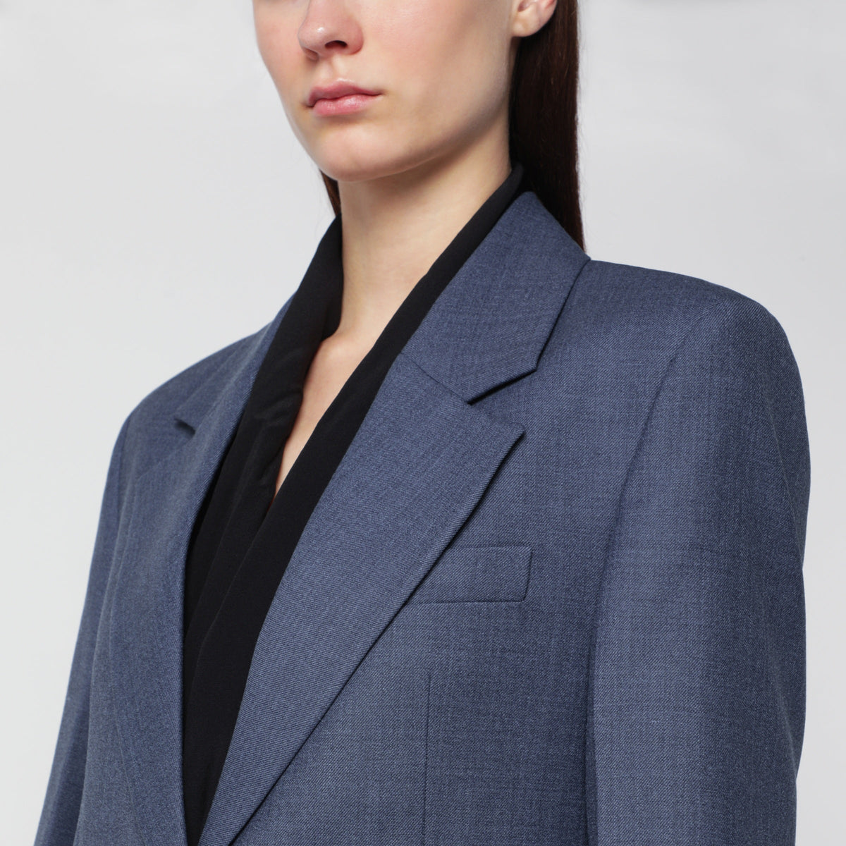 Victoria Beckham Katherine Single-Breasted Jacket In Blue Melange Wool Blend Women VICTORIA BECKHAM