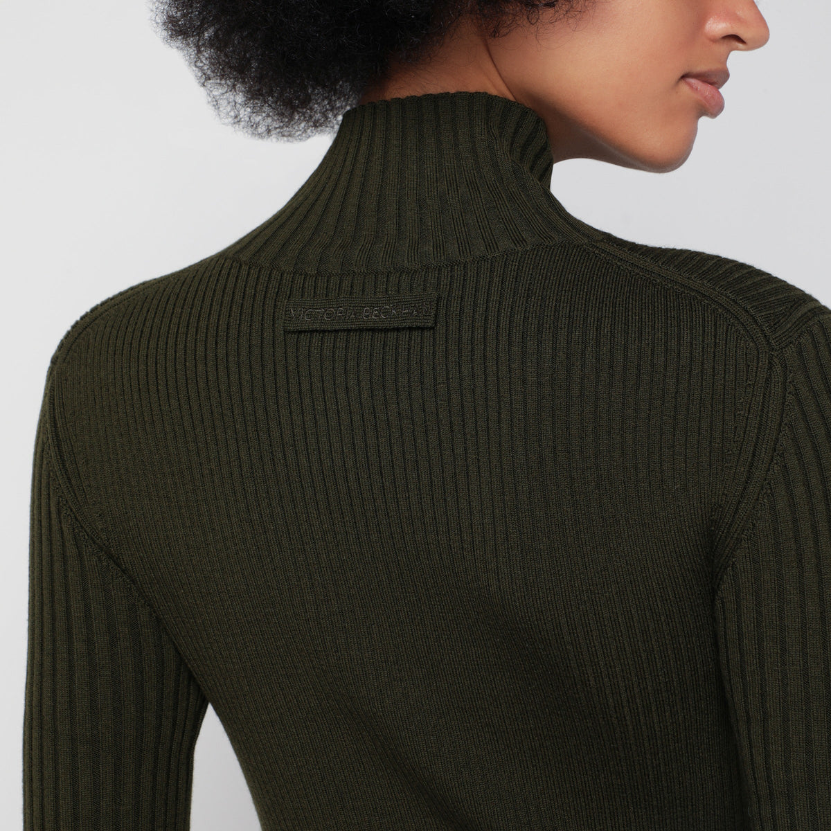 Victoria Beckham Green Merino Wool Turtleneck Sweater Women VICTORIA BECKHAM