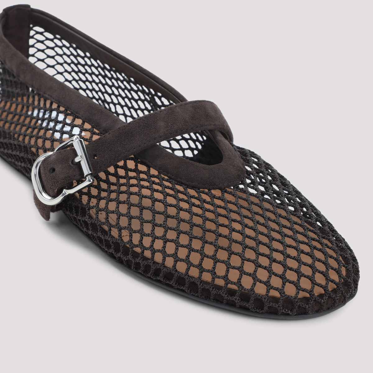Alaïa Fishnet Suede Flat Ballerinas Women ALAIA