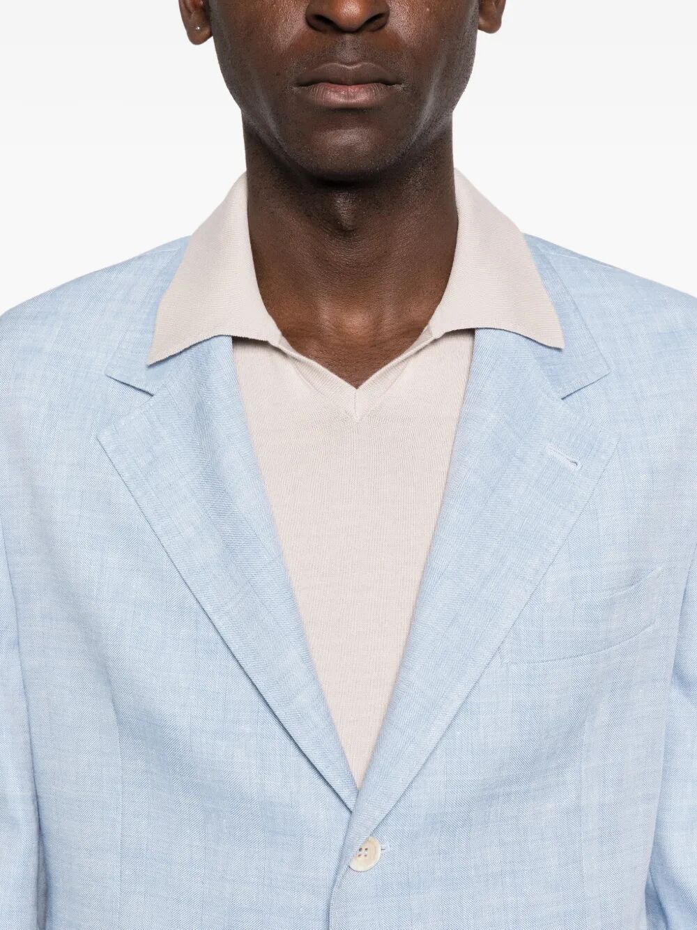 Brunello Cucinelli Men Linen And Virgin Wool Chevron Deconstructed Jacket BRUNELLO CUCINELLI