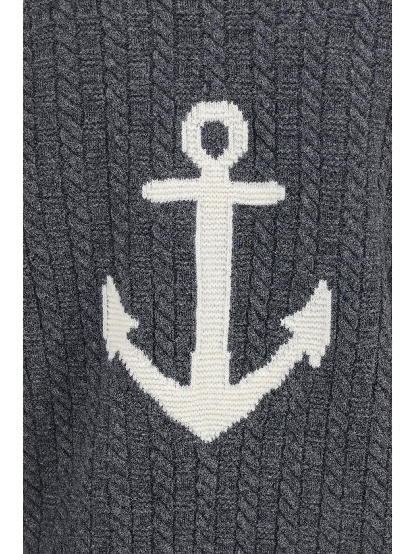 Thom Browne Men V-Neck Sweater With Anchor Embroidery On The Back THOM BROWNE