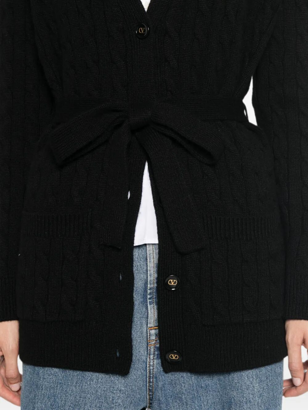 Valentino Garavani Women Cable-Knit Belted Cashmere Cardigan VALENTINO GARAVANI
