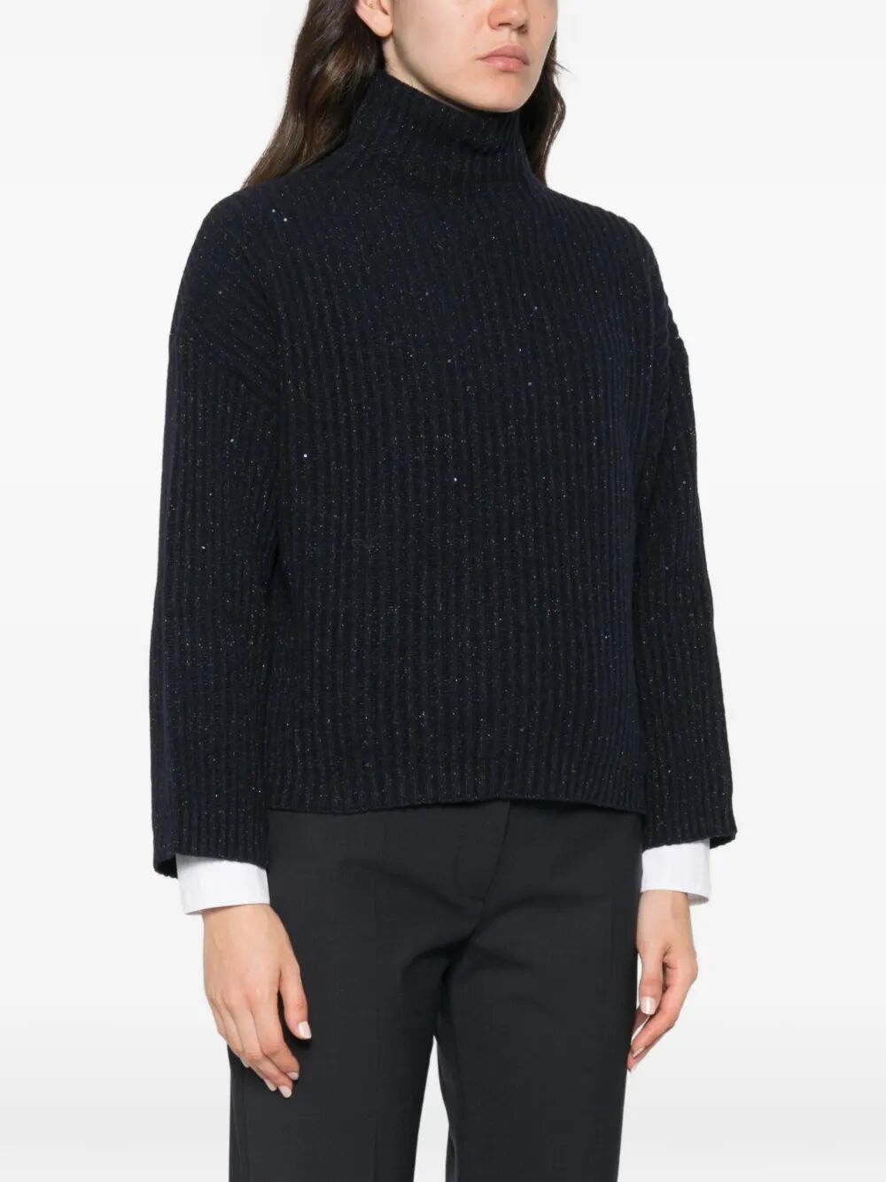 Brunello Cucinelli Women Sequin-Embellished Ribbed Cashmere Turtleneck BRUNELLO CUCINELLI