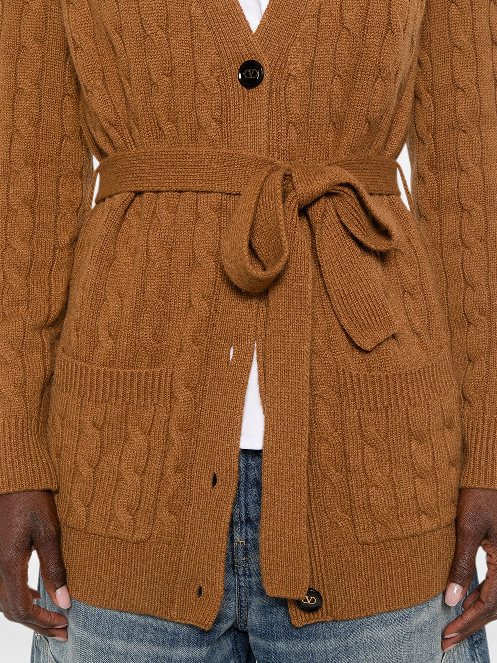 Valentino Garavani Women Cable-Knit Belted Cashmere Cardigan VALENTINO GARAVANI