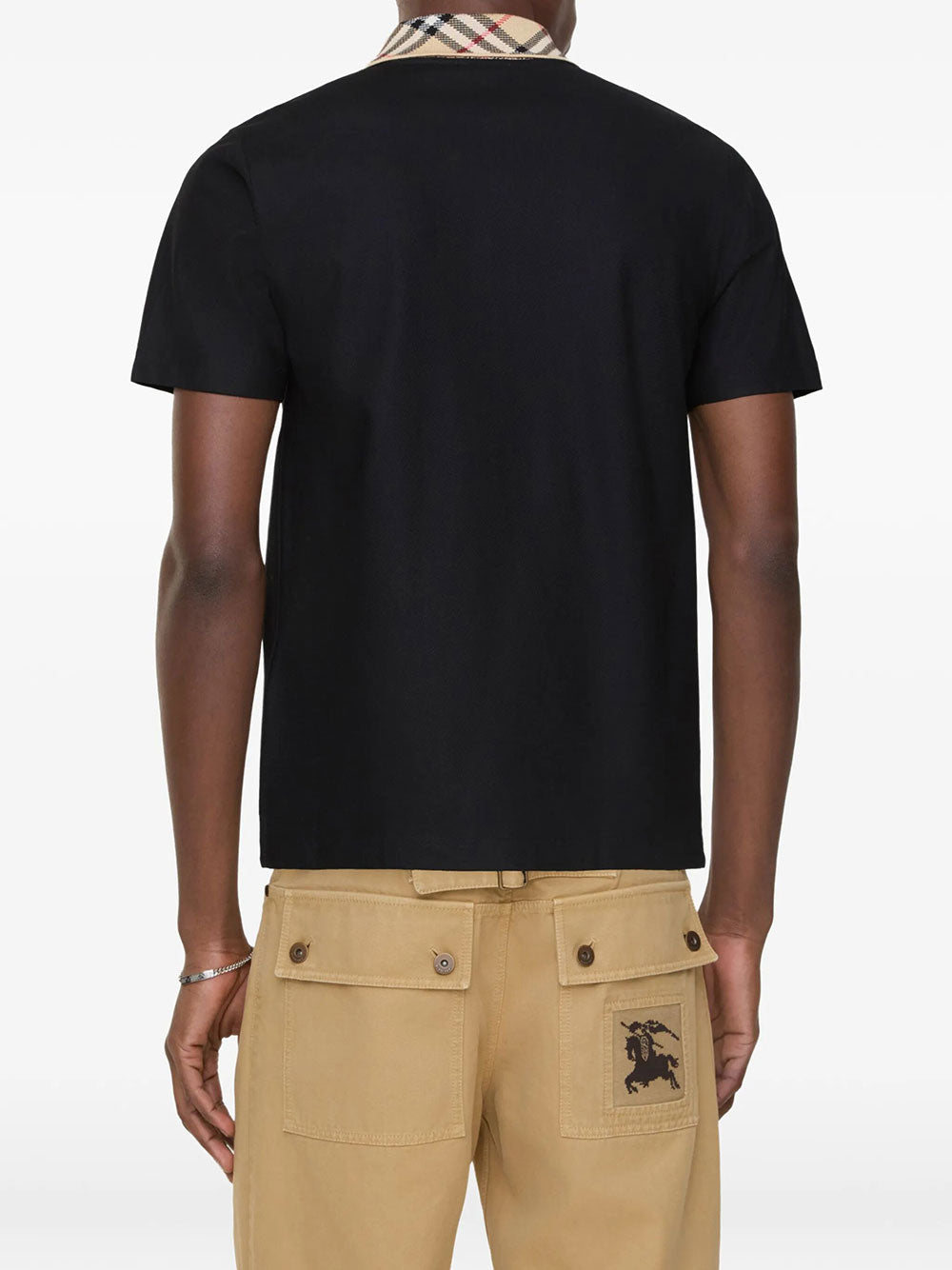 Burberry Men Check-Collar Cotton Polo Shirt BURBERRY