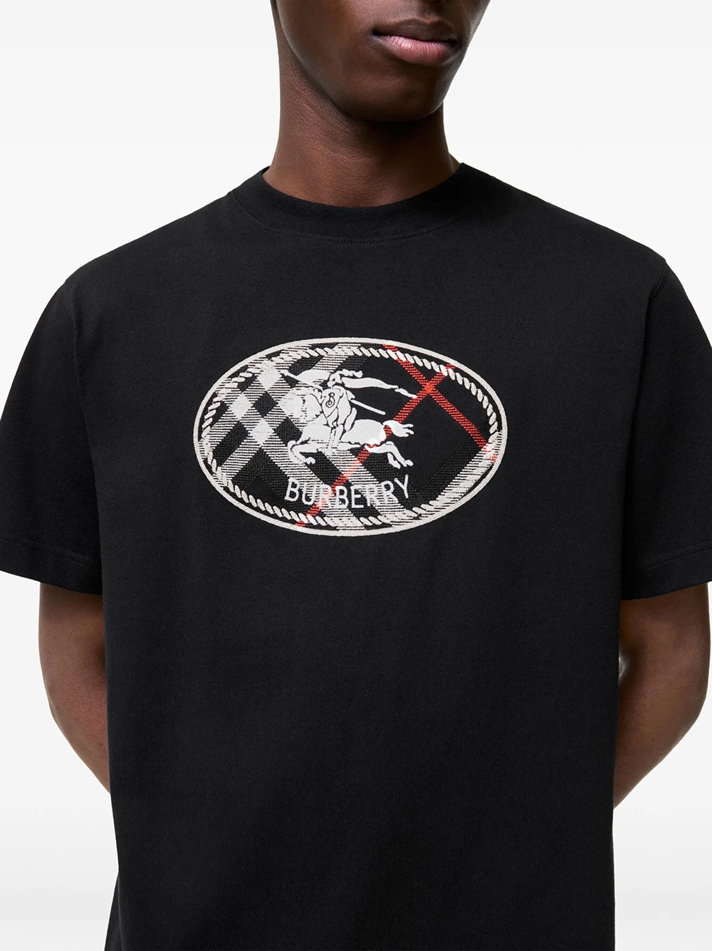 Burberry Men Check Knight Stamp Cotton T-Shirt BURBERRY