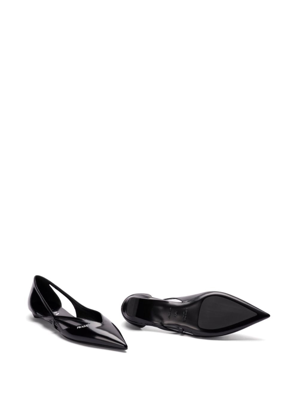 Prada Women Brushed Leather Cut-Out Ballerinas PRADA