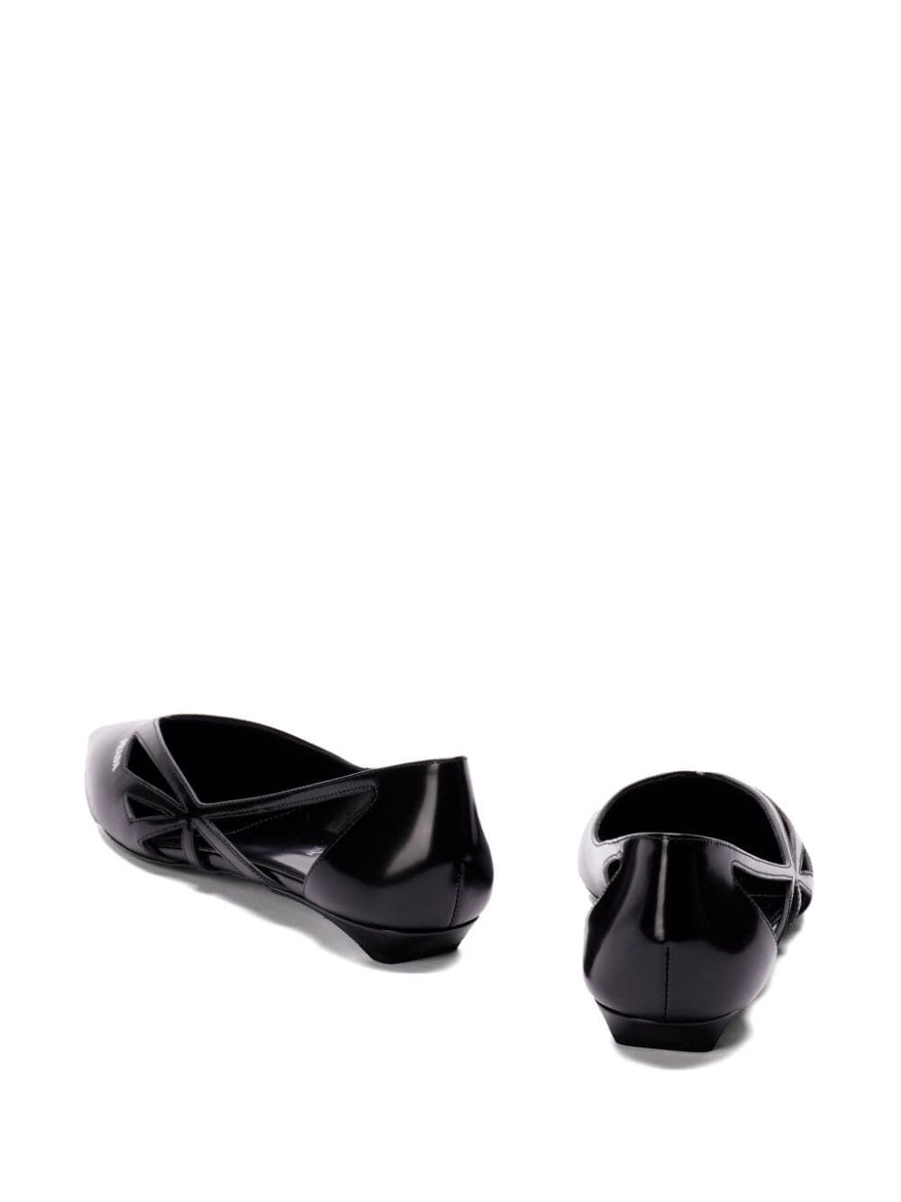 Prada Women Brushed Leather Cut-Out Ballerinas PRADA