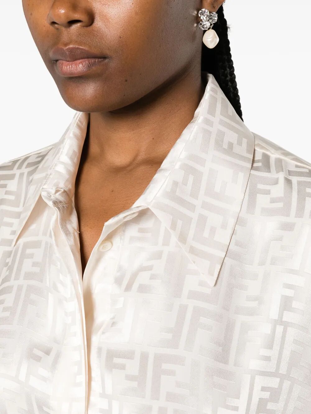 Fendi Women Ff Silk Oversized Shirt FENDI