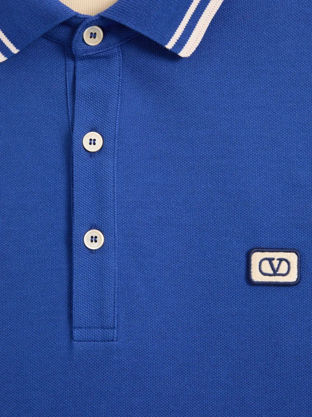 Valentino Garavani Men Cotton Piqué Polo Shirt With Vlogo Patch VALENTINO GARAVANI