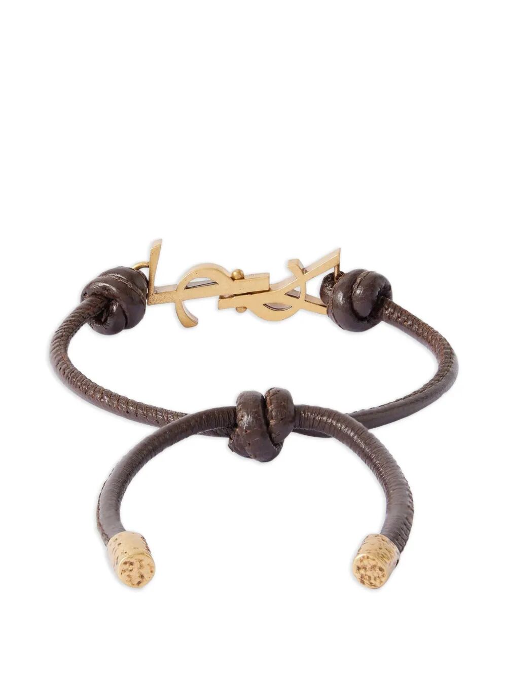 Saint Laurent Men Leather Cord Cassandre Bracelet SAINT LAURENT