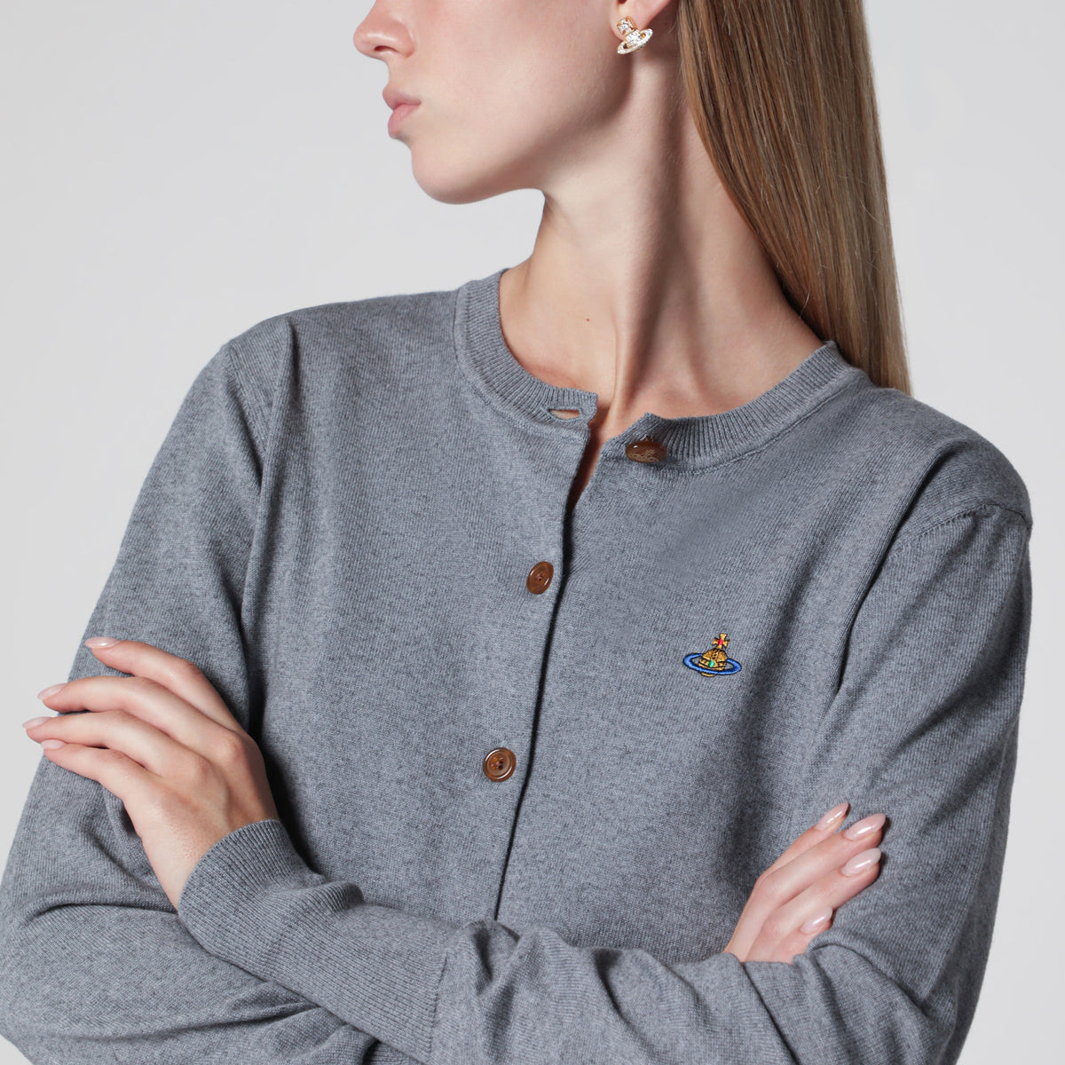 Vivienne Westwood Bea Cotton And Cashmere Cardigan In Dark Grey Women