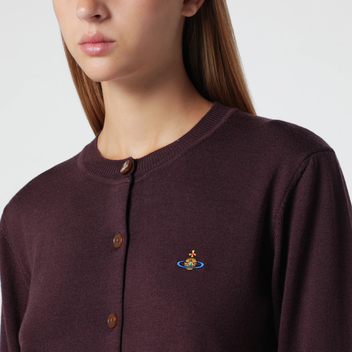 Vivienne Westwood Dark Brown Orb Logo Cardigan Women VIVIENNE WESTWOOD