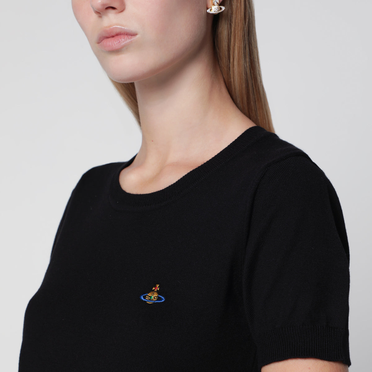 Vivienne Westwood Bea Knitted Cotton And Cashmere T-Shirt In Black Women Women VIVIENNE WESTWOOD