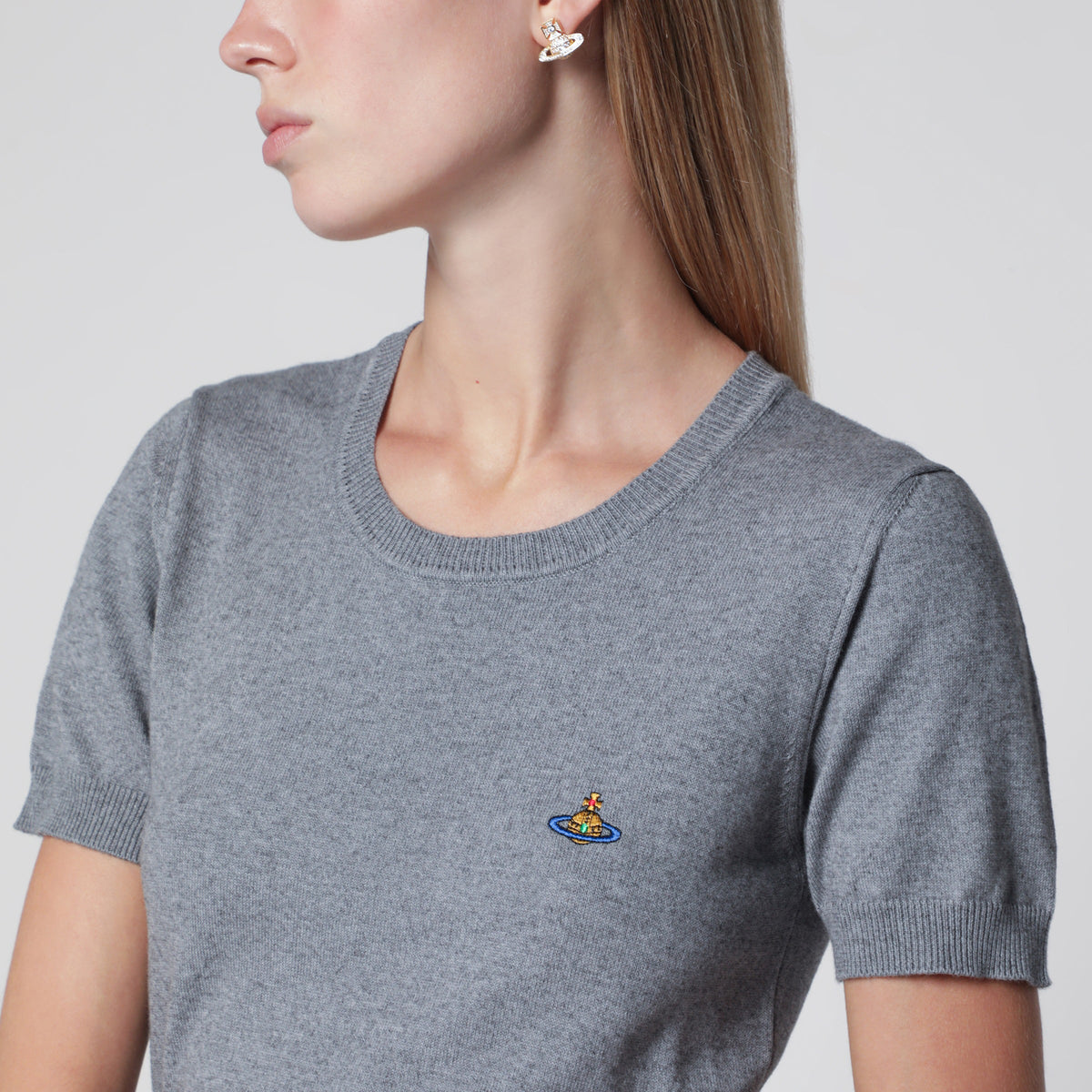 Vivienne Westwood Bea Knit Cotton-Cashmere T-Shirt In Dark Grey Women VIVIENNE WESTWOOD