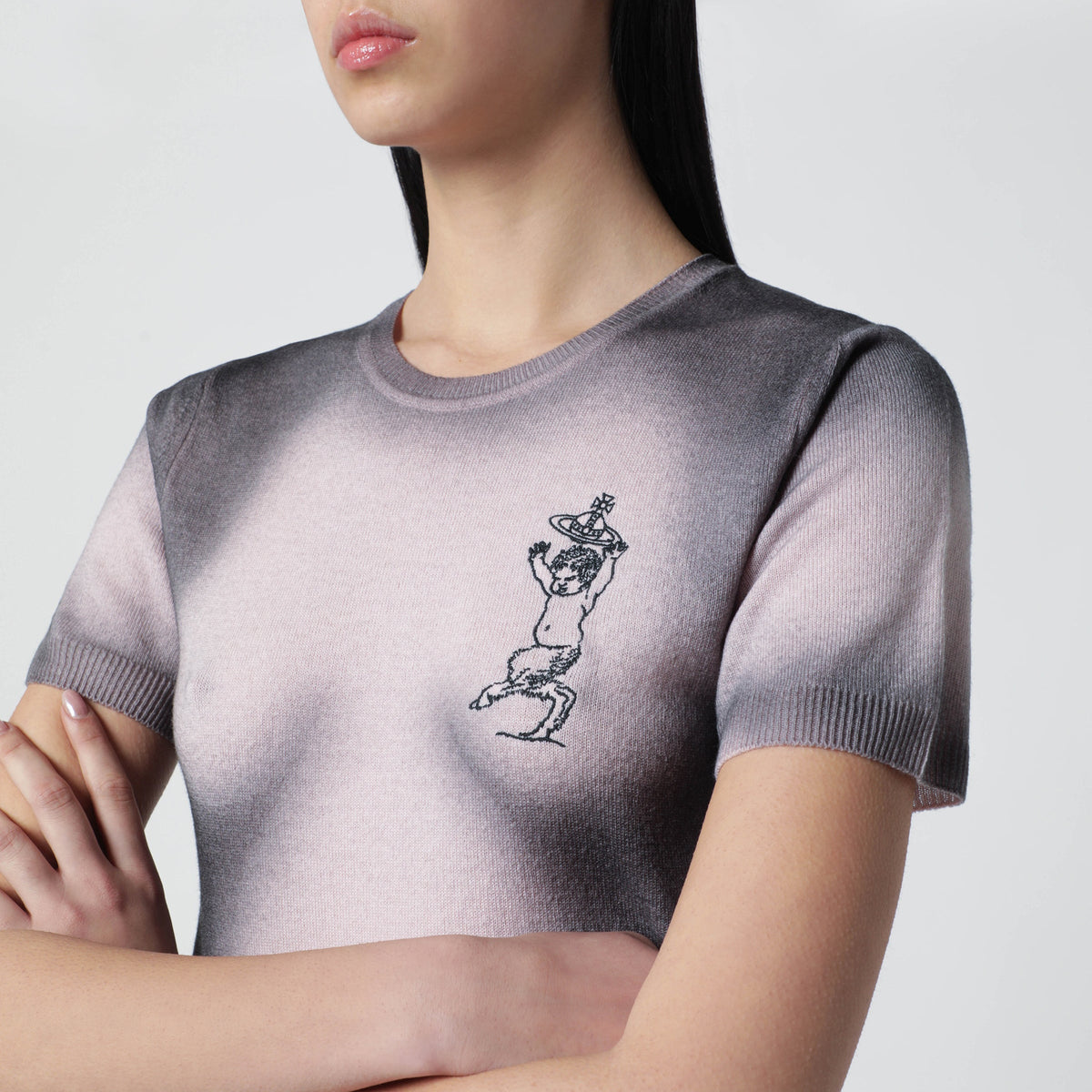 Vivienne Westwood Pink/Black Degrade-Effect Knit Top Women