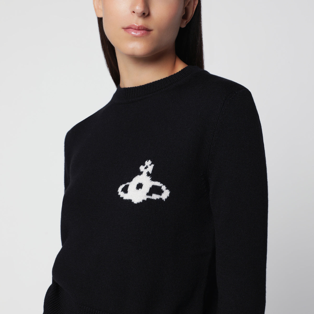 Vivienne Westwood Black Jumper With Embroidered Orb Logo Women VIVIENNE WESTWOOD
