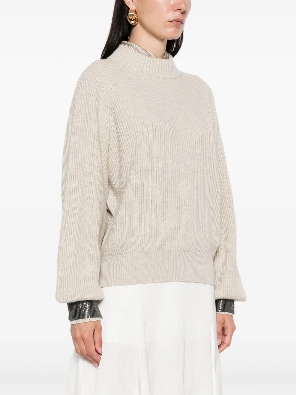 Brunello Cucinelli Women Maglione A Coste Con Polsini Gioiello BRUNELLO CUCINELLI