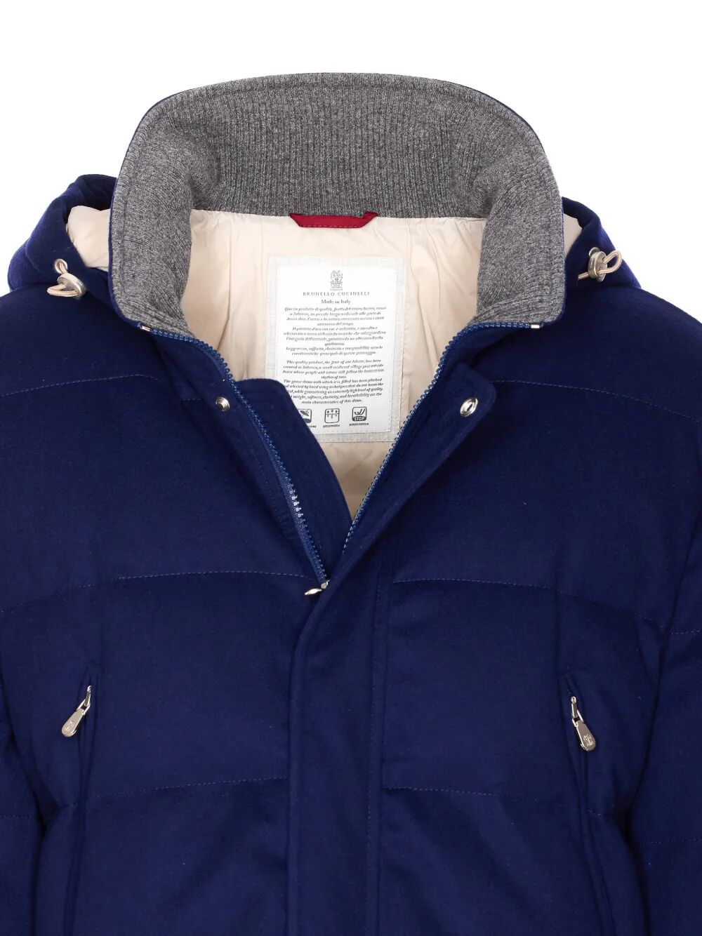 Brunello Cucinelli Men Bonded Wool Flannel Down Parka With Detachable Hood BRUNELLO CUCINELLI