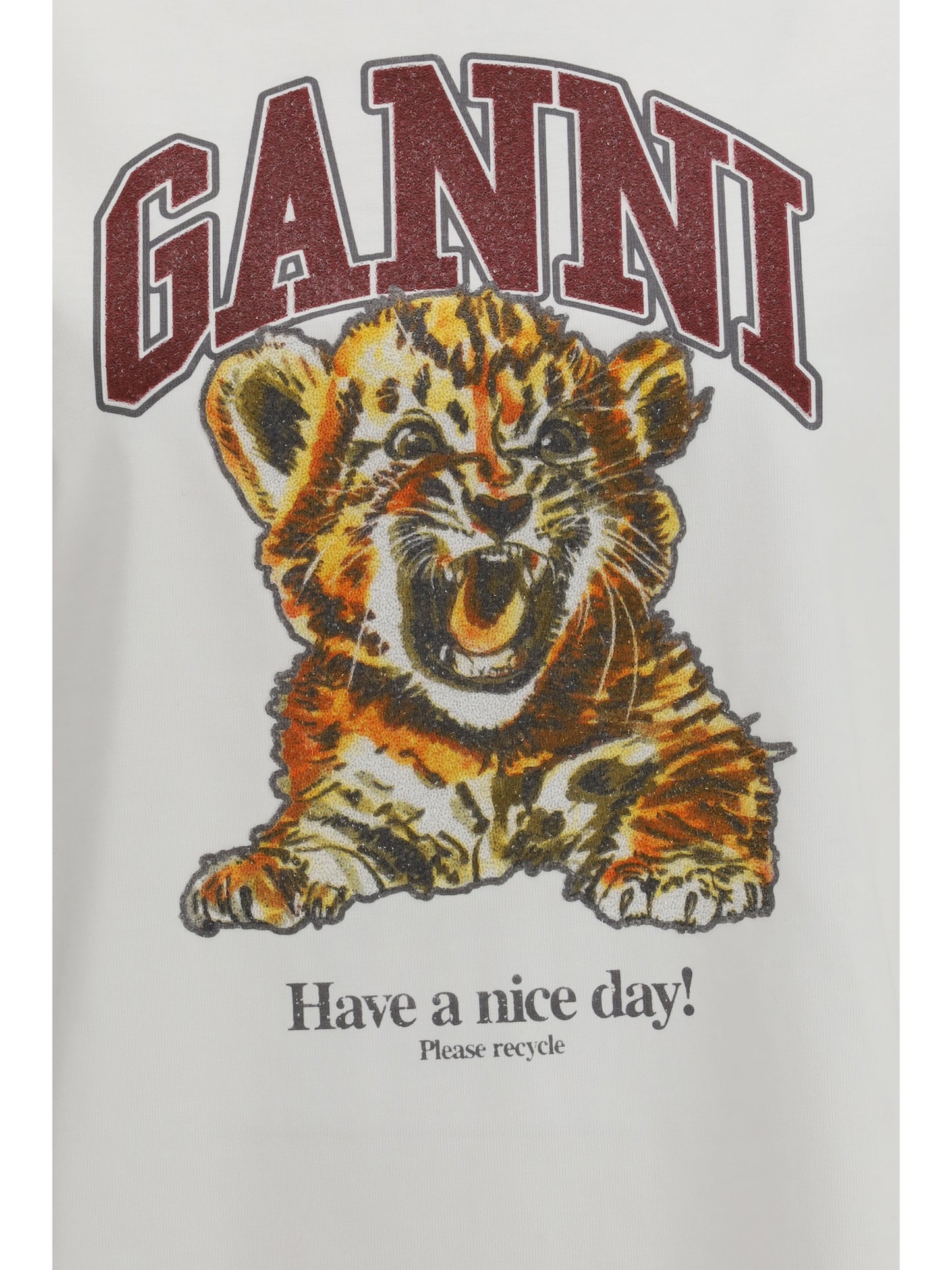 Ganni Women Beaded Tiger T-Shirt GANNI