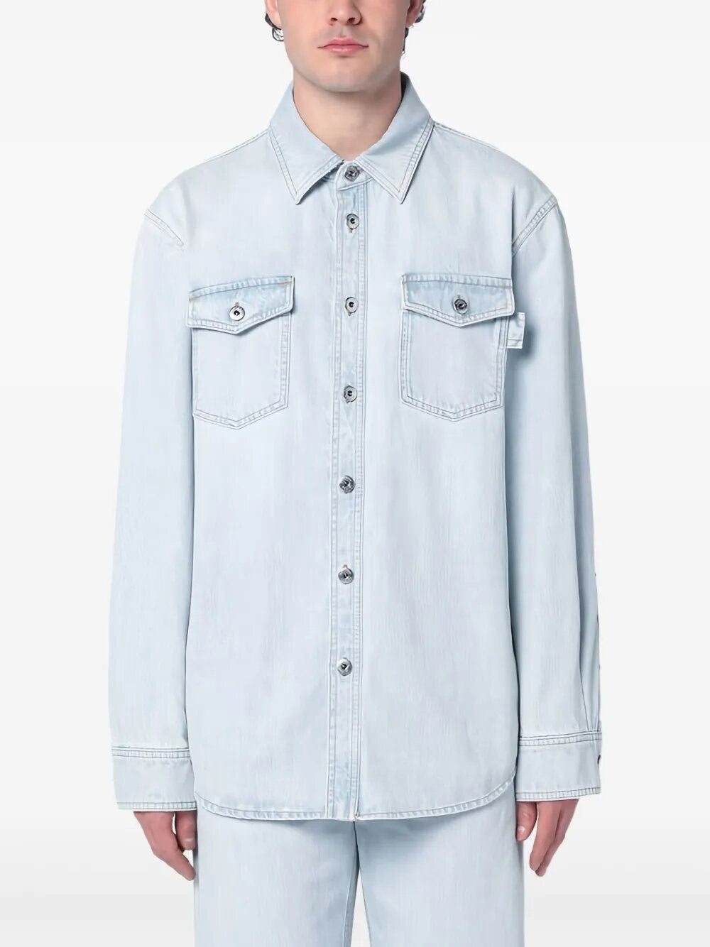 Bottega Veneta Men Extra Bleach Wash Denim Shirt BOTTEGA VENETA