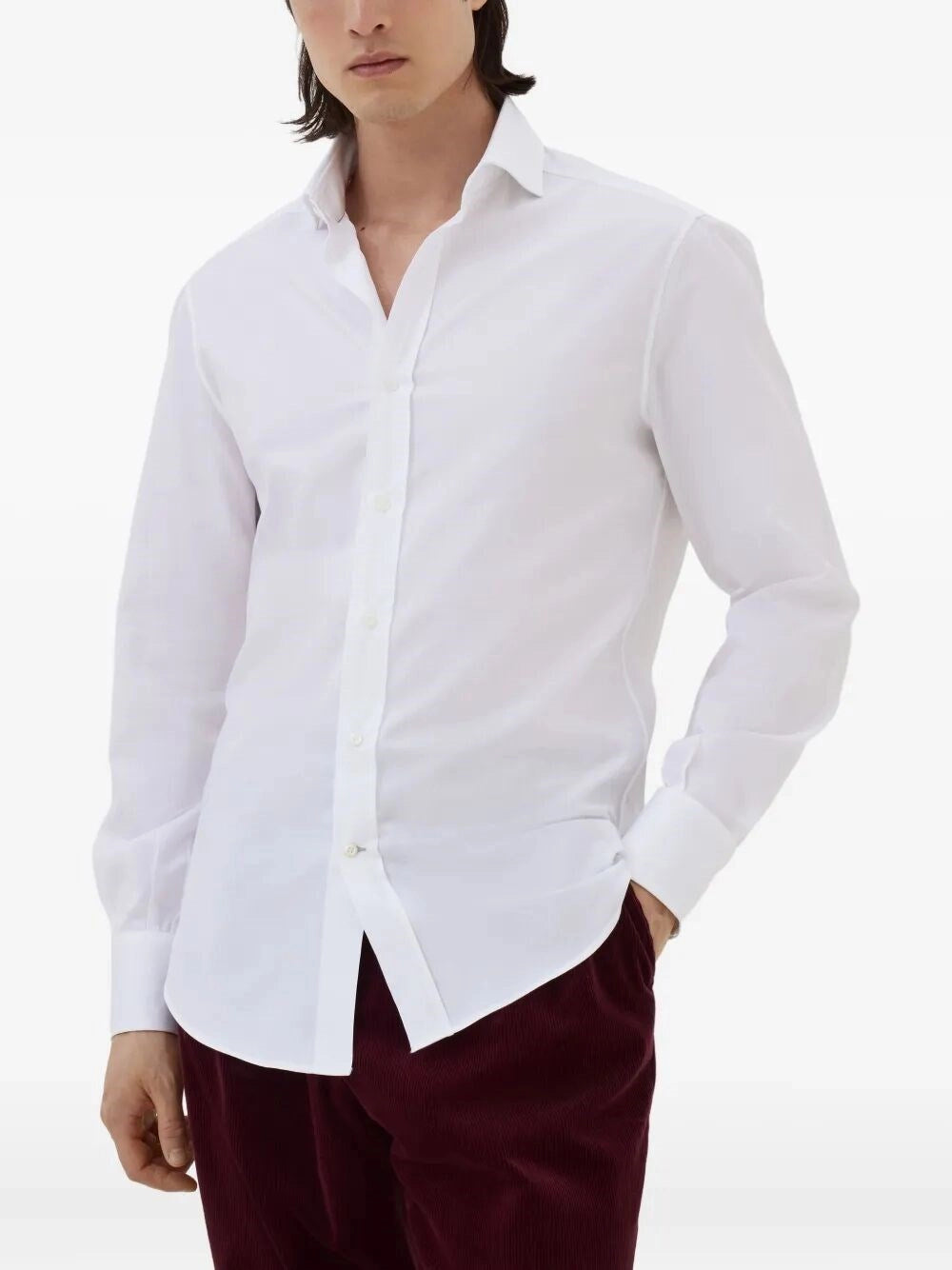 Brunello Cucinelli Men Spread-Collar Shirt BRUNELLO CUCINELLI