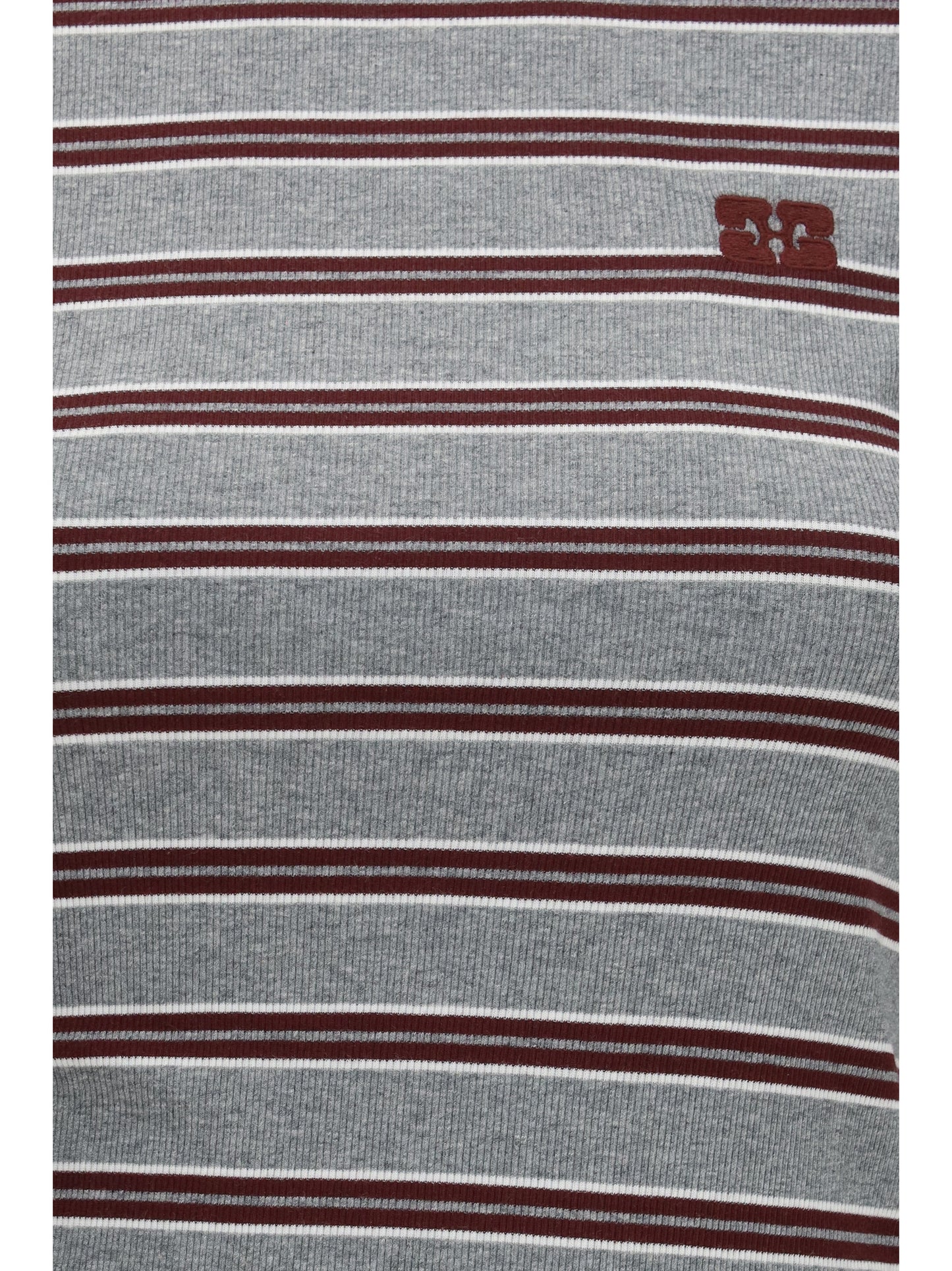 Ganni Women Double-Sleeve Striped Cotton T-Shirt GANNI