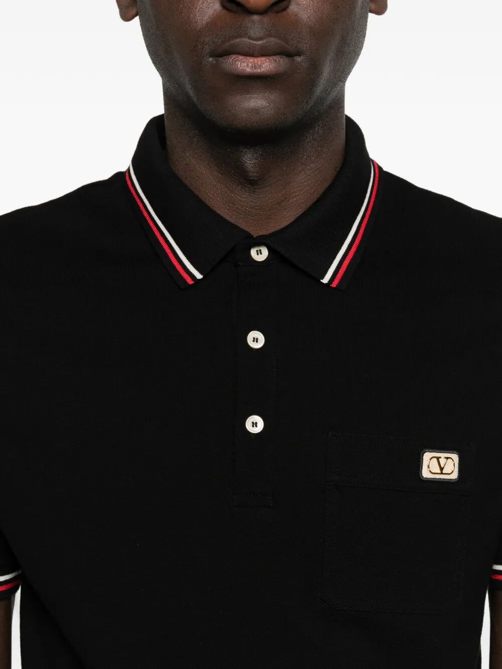 Valentino Garavani Men Cotton Piqué Polo Shirt With Vlogo Patch VALENTINO GARAVANI