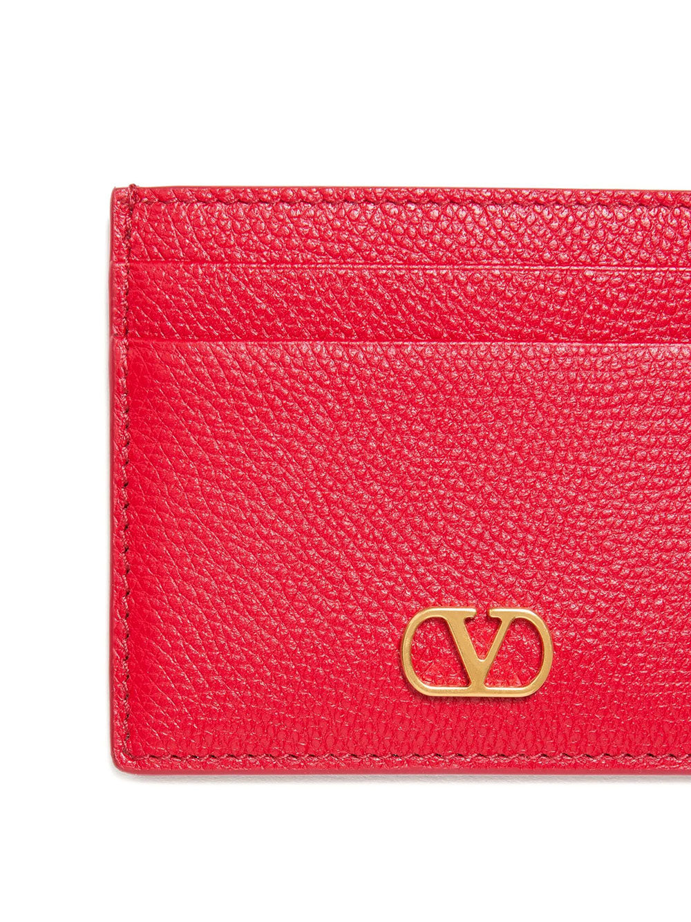 Valentino Garavani Women Vlogo Signature Grainy Leather Card Holder VALENTINO GARAVANI