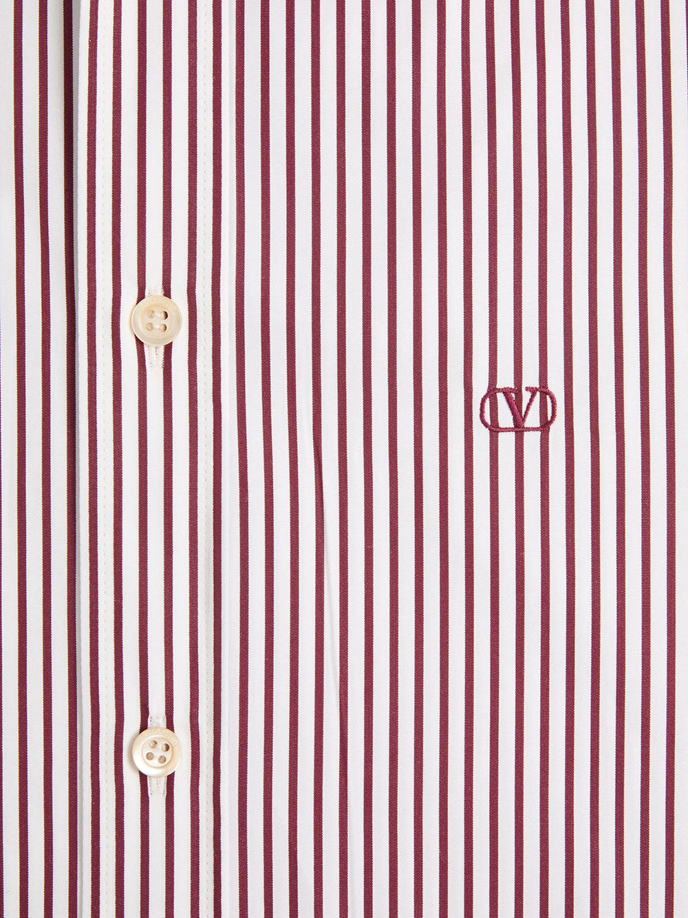 Valentino Garavani Men Valentino Cotton Poplin Striped Shirt With Vlogo Embroidery VALENTINO GARAVANI