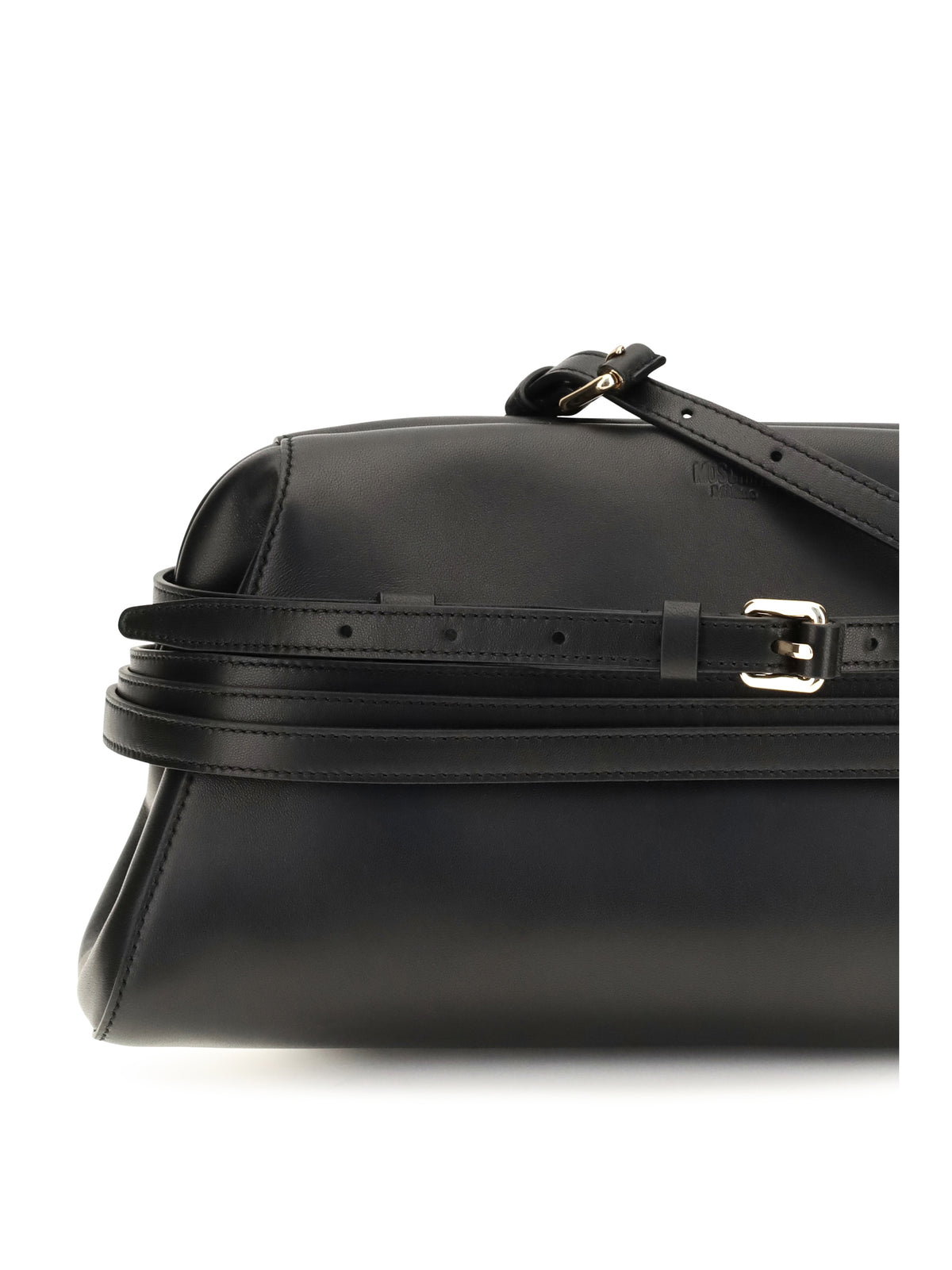 Moschino Women Leather Clutch With Buckle Detail MOSCHINO