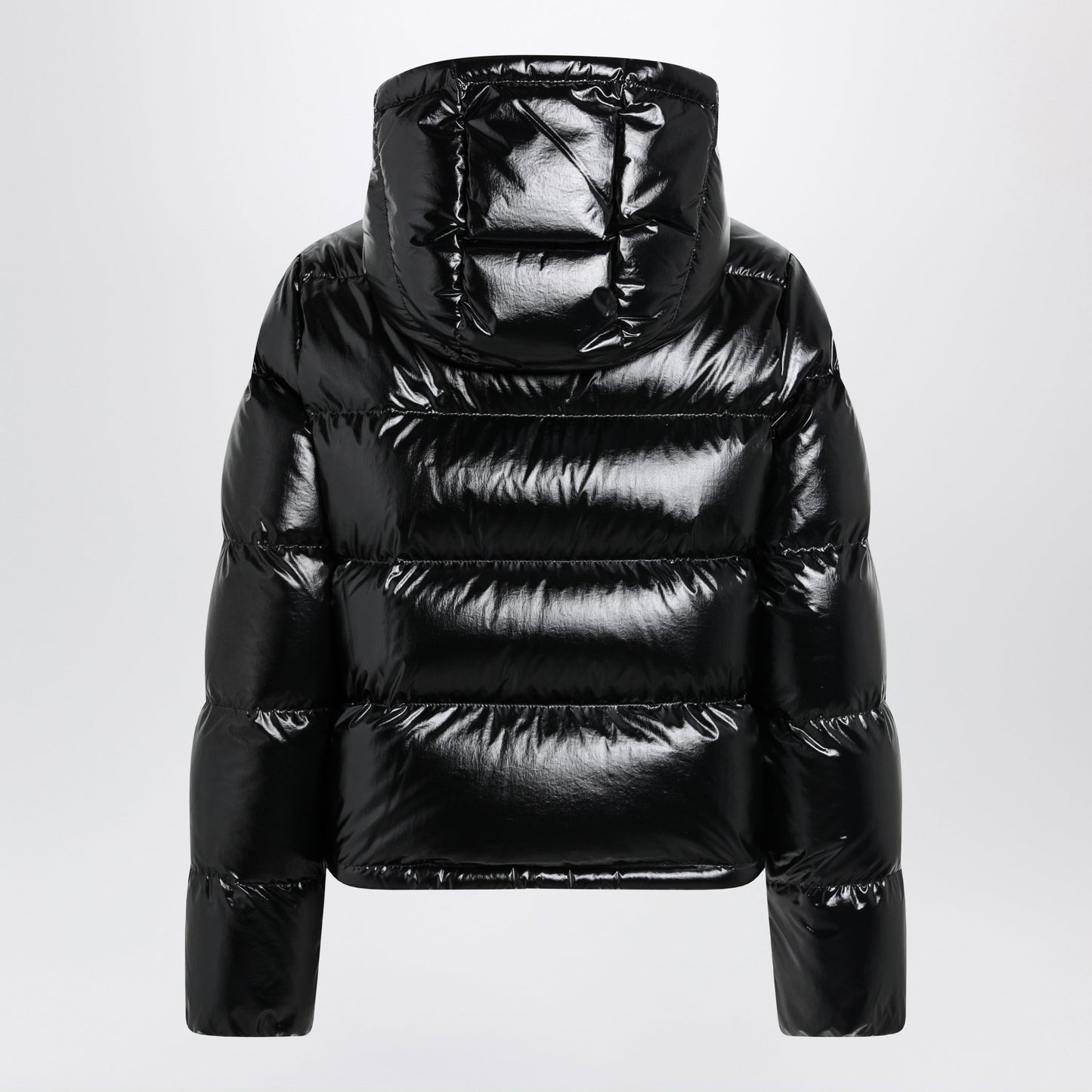 Moncler Niveole Cropped Down Jacket In Glossy Nylon Black Women MONCLER