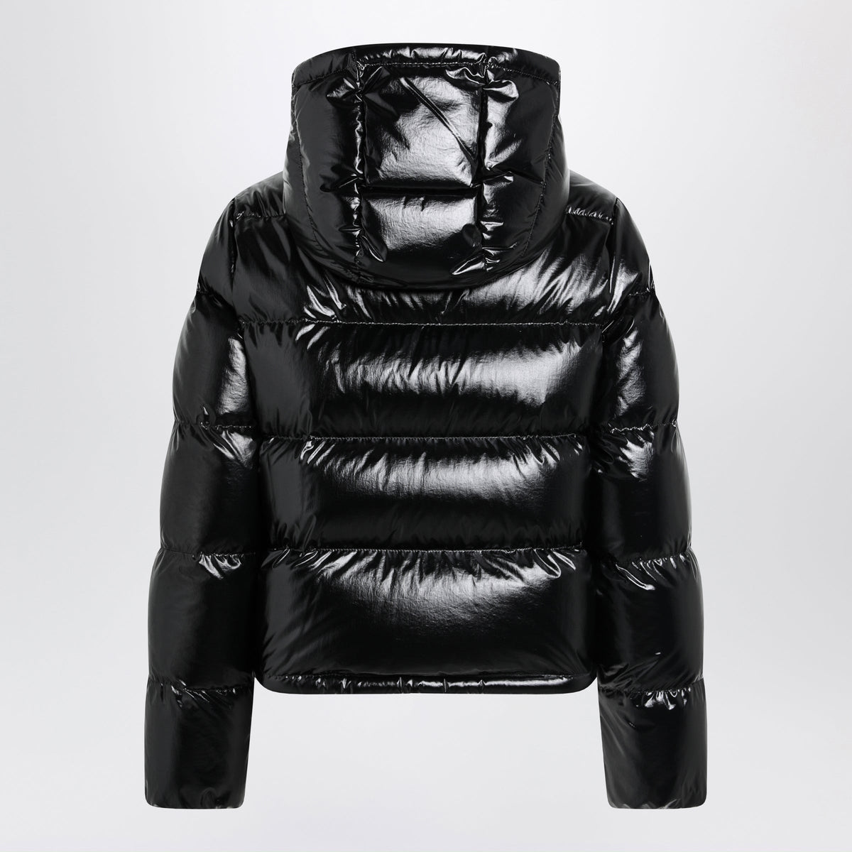 Moncler Niveole Cropped Down Jacket In Glossy Nylon Black Women MONCLER