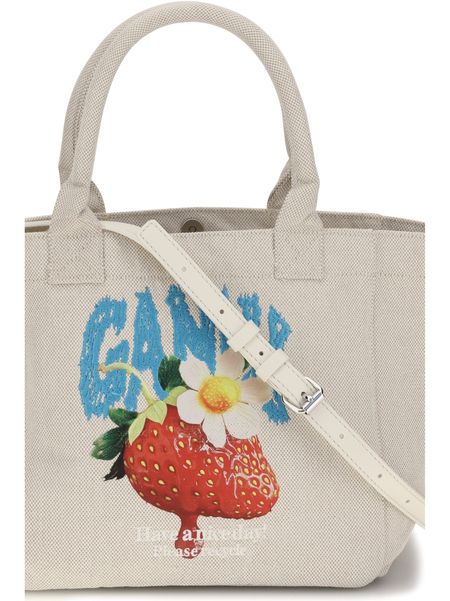 Ganni Women Small Easy Shoulder Bag With Strawberry Print GANNI