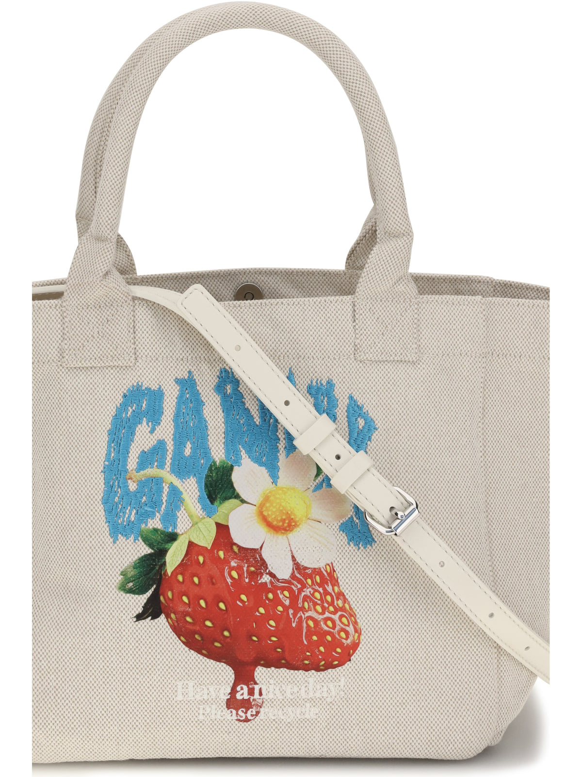 Ganni Women Small Easy Shoulder Bag With Strawberry Print GANNI