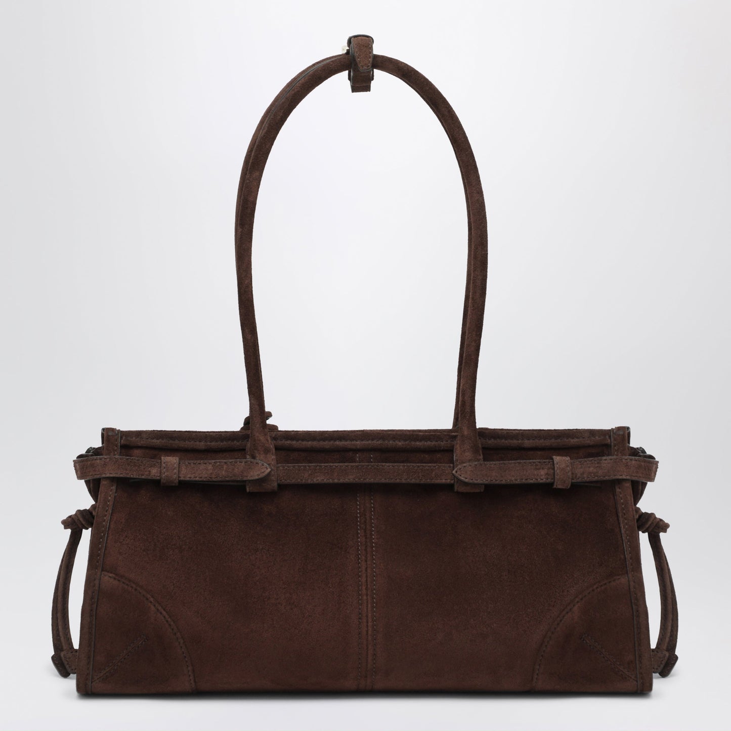 Prada Bonnie Medium Suede Leather Handbag In Moro Women PRADA