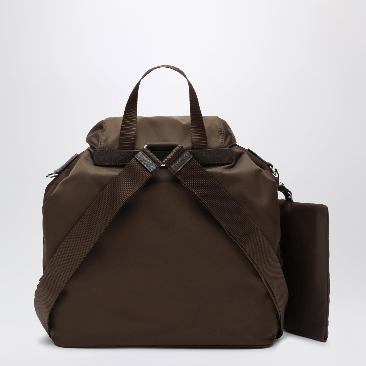 Prada Brown Re-Nylon And Saffiano Backpack With Pouch Women PRADA